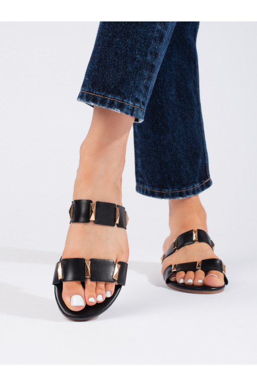 Černé dámské nazouváky na tenké podrážce