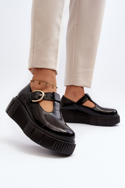 Lakuoti batai su platforma juodos...