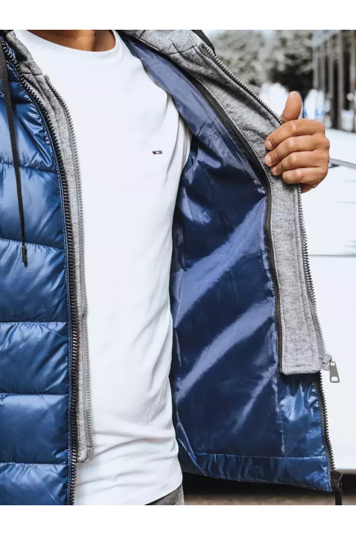 Tmavě modrá pánská vesta s kapucí...