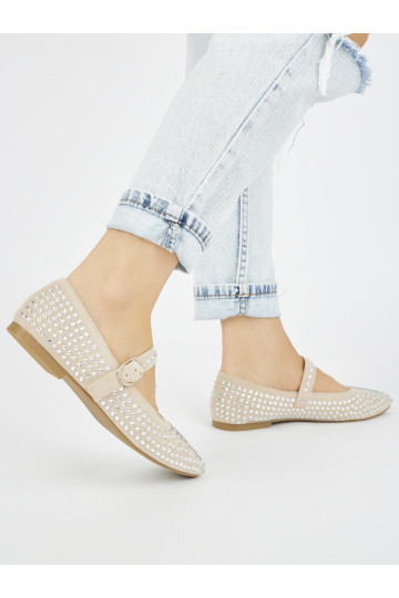 Béžové dámské balerínky s cvočky 2