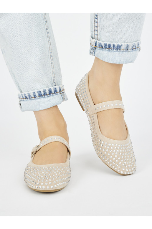 Béžové dámské balerínky s cvočky