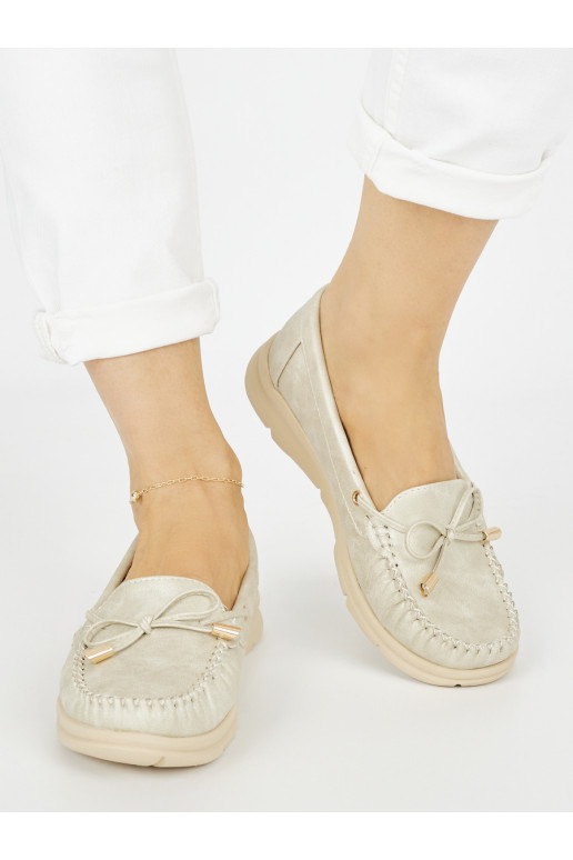 Zlaté pohodlné mokasíny z ekokůže