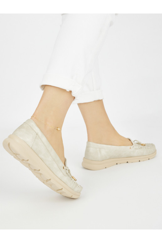 Zlaté pohodlné mokasíny z ekokůže