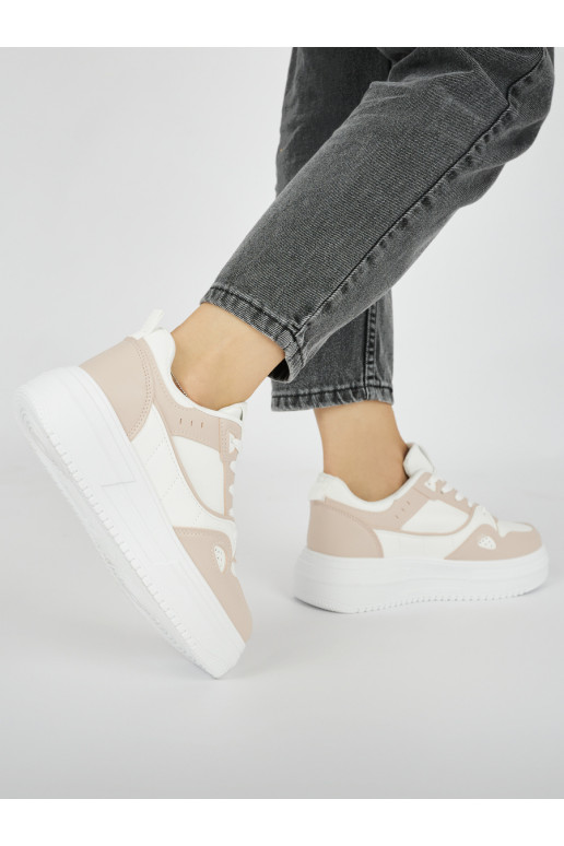 Bílo-růžové dámské sportovní boty na platformě