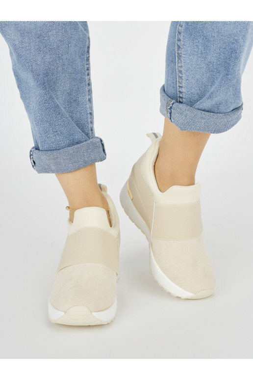 Světle béžové dámské sneakersy na klínku