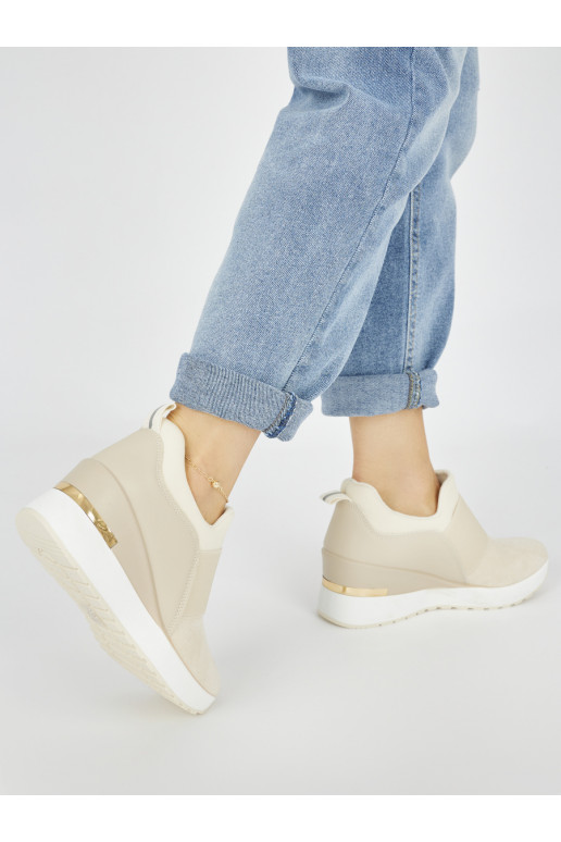 Světle béžové dámské sneakersy na klínku