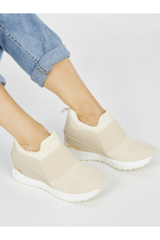 Světle béžové dámské sneakersy na klínku