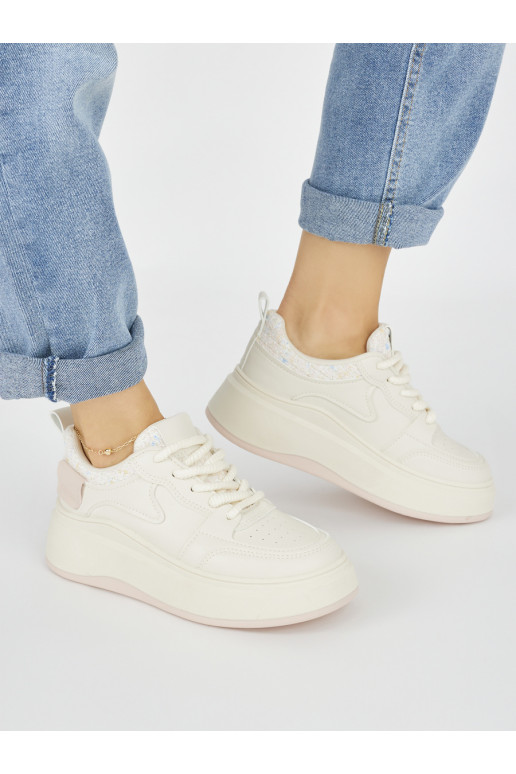 Dámské krémové sneakersy na hrubé podrážce