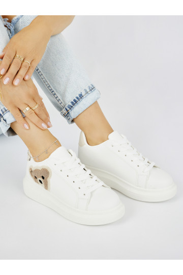 Bílé dámské sportovní boty s medvídkem