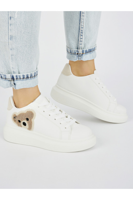 Bílé dámské sportovní boty s medvídkem