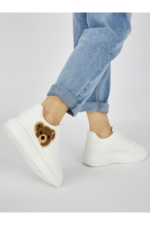 Bílé dámské sportovní boty s medvídkem