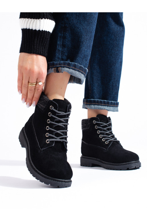 Traperky dámské z přírodní kůže černé