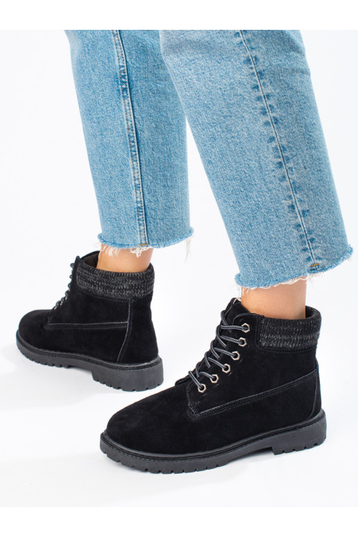 Traperky dámské z přírodní kůže černé