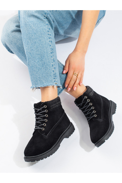 Traperky dámské z přírodní kůže černé