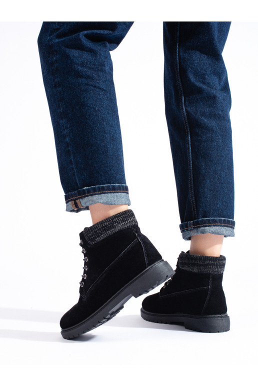 Traperky dámské z přírodní kůže černé