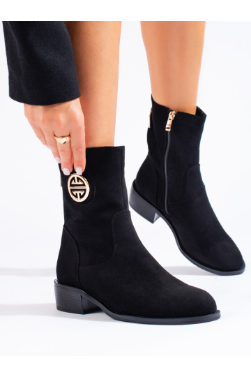 Dámské semišové kozačky černé 2