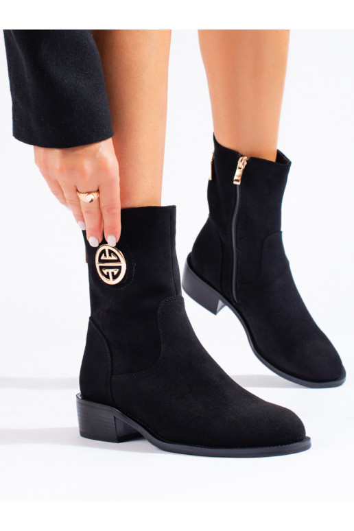 Dámské semišové kozačky černé