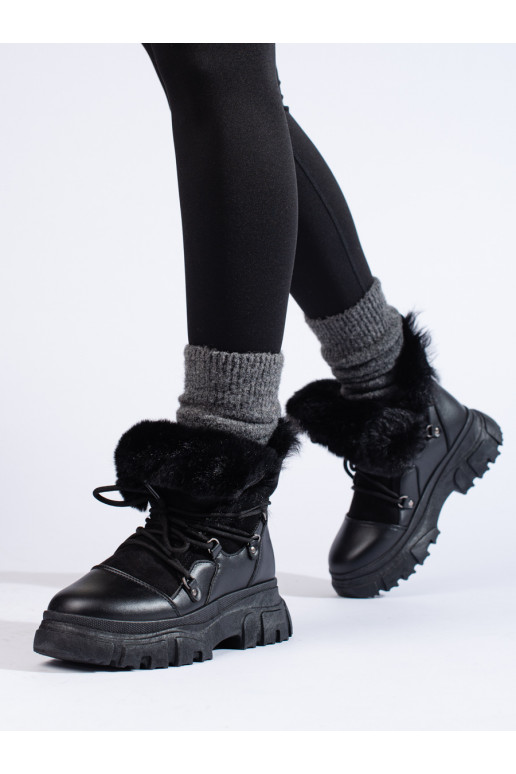 Černé dámské sněhule s kožíškem