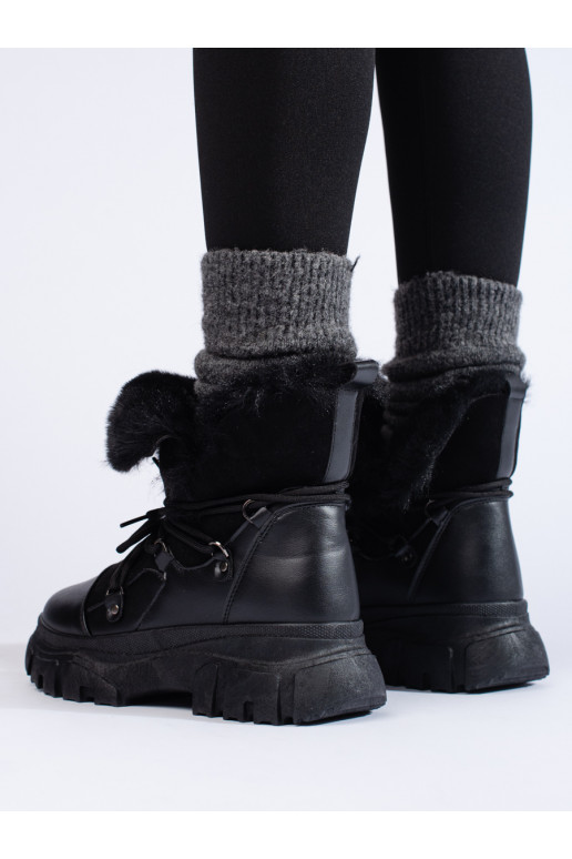 Černé dámské sněhule s kožíškem