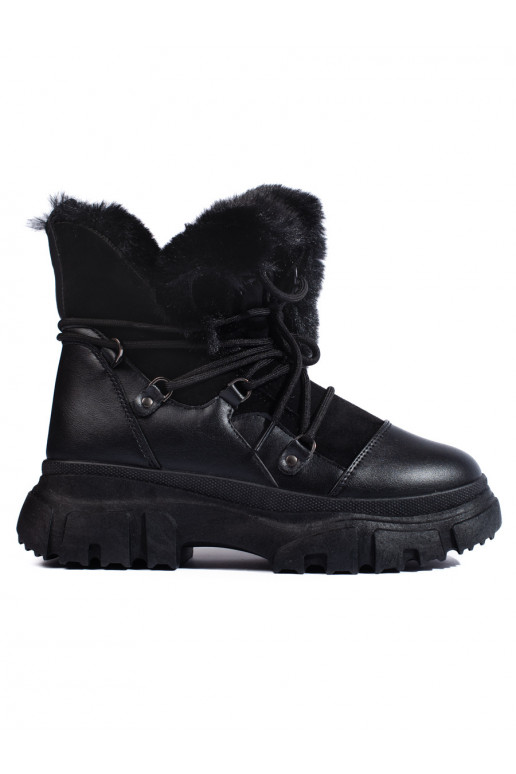 Černé dámské sněhule s kožíškem