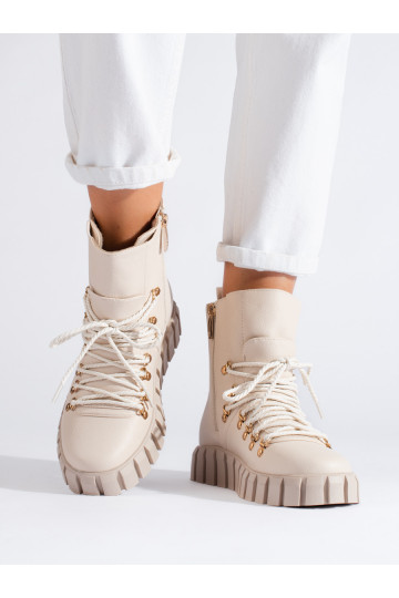 Dámské béžové zateplené kotníkové boty na platformě Potocki 2