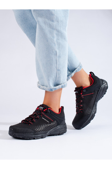 Dámské trekové boty na silné podrážce DK černo-červené