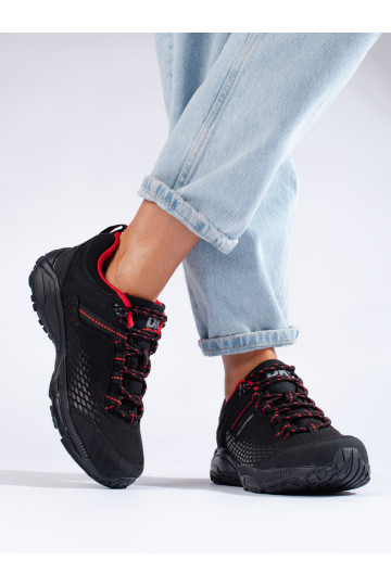 Dámské trekové boty na silné podrážce DK černo-červené 2