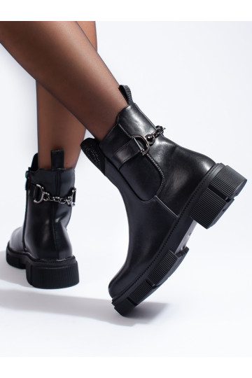 Černé dámské kotníkové boty na platformě 2