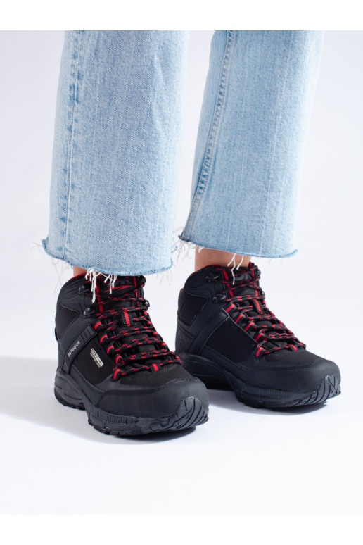 Dámské trekové boty s vysokým svrškem DK černo-červené