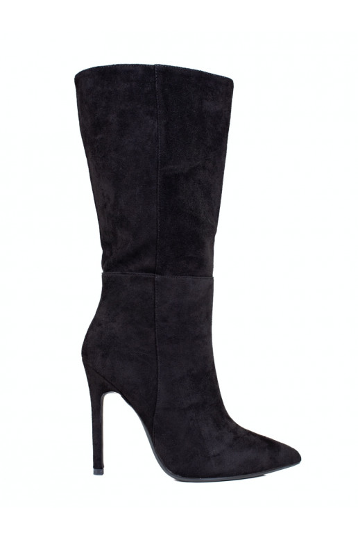 Dámské kozačky na jehlovém podpatku černé