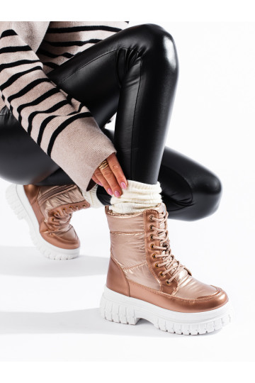 Zlaté dámské sněhule se šněrováním