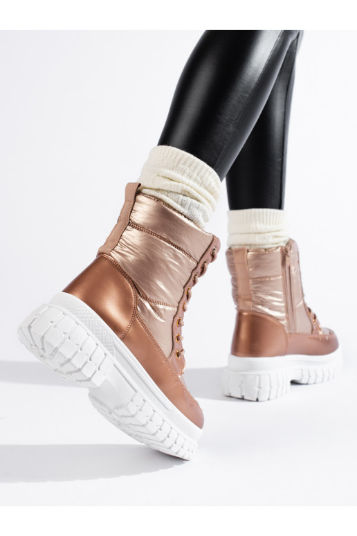 Zlaté dámské sněhule se šněrováním