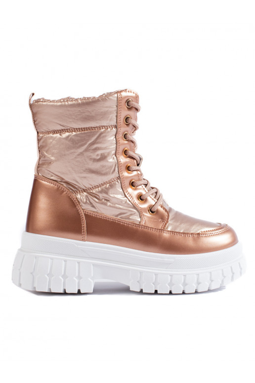 Zlaté dámské sněhule se šněrováním