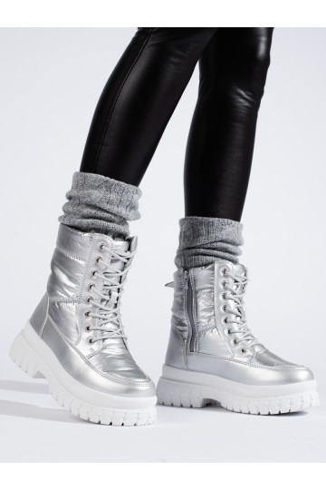 Stříbrné dámské sněhule se šněrováním 2