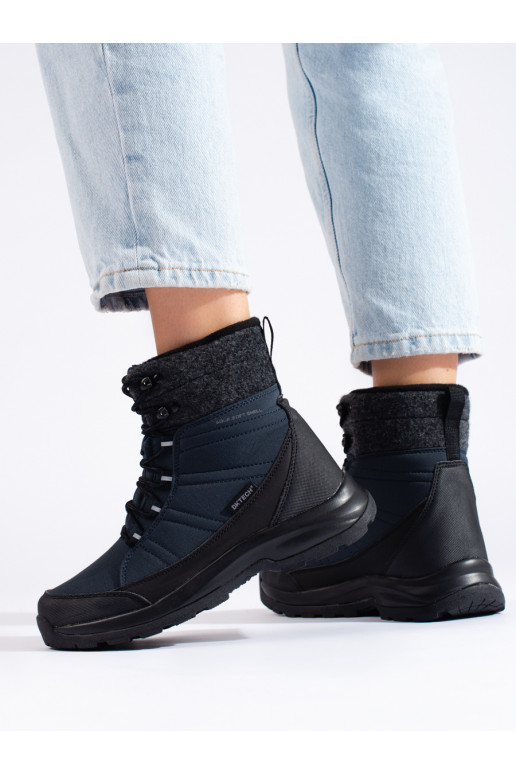 Tmavěmodré dámské sněhule DK na šněrování