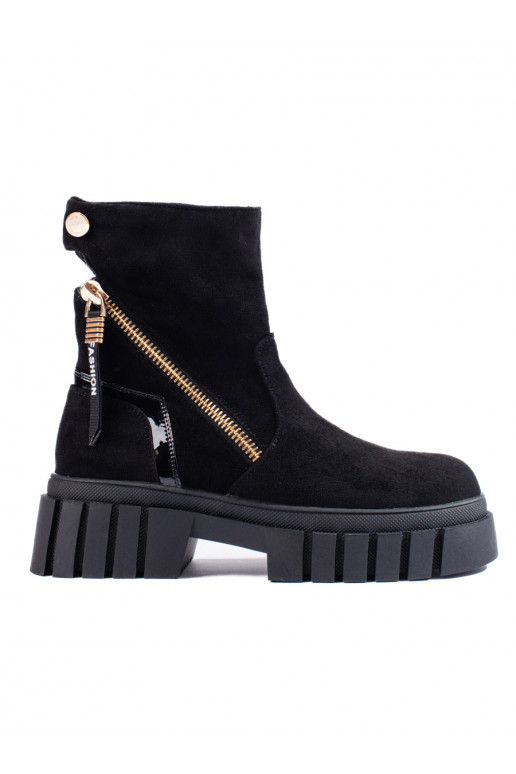 Dámské semišové kotníkové boty na platformě