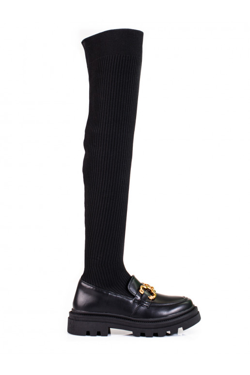 Dámské černé kozačky s pružným svrškem