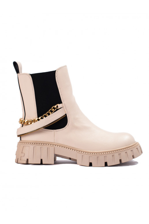 Béžové štibletky s řetízkem