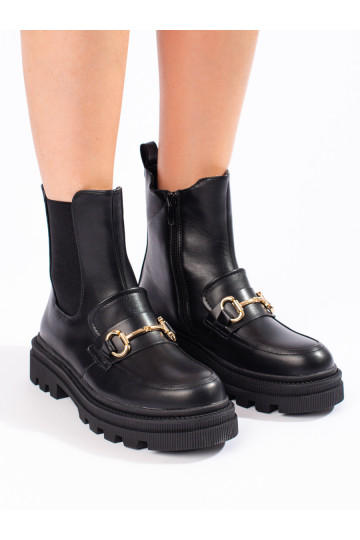 Dámské černé štibletky na platformě 2