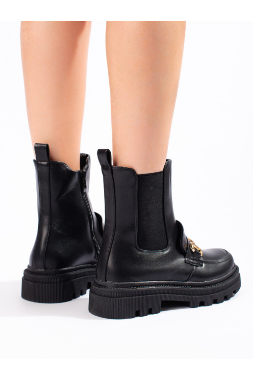 Dámské černé štibletky na platformě