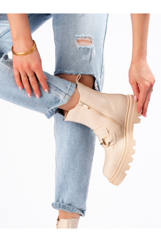 Dámské béžové štibletky na platformě