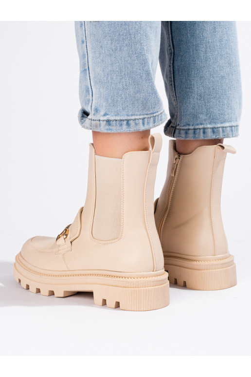 Dámské béžové štibletky na platformě