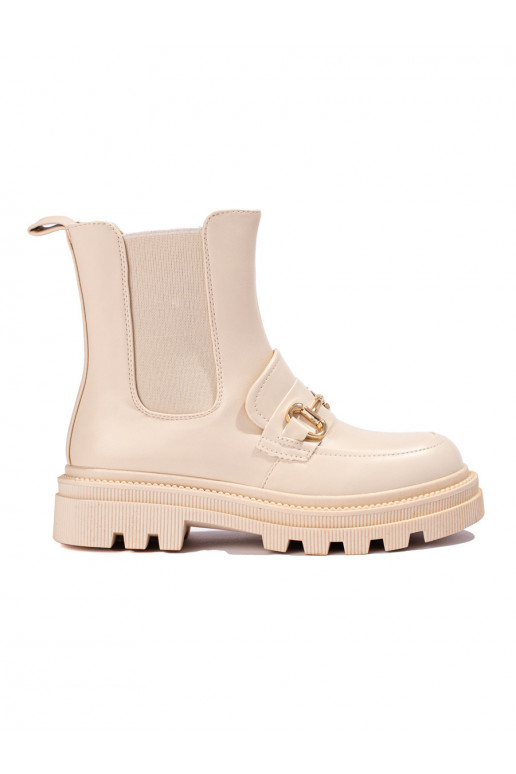 Dámské béžové štibletky na platformě