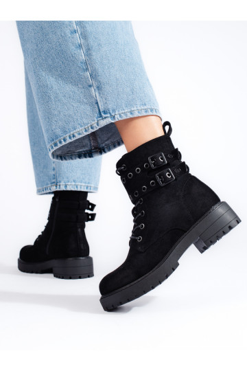 Dámské šněrovací kotníkové boty s přezkami