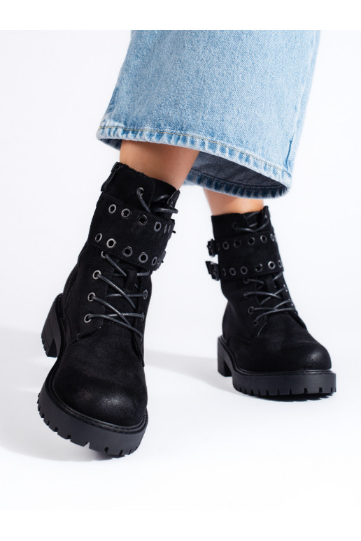 Dámské šněrovací kotníkové boty s přezkami
