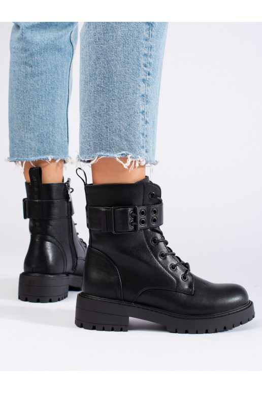 Dámské šněrovací workery z ekologické kůže