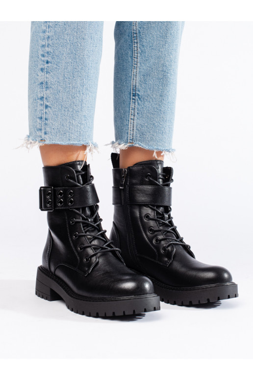 Dámské šněrovací workery z ekologické kůže