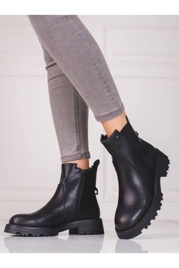 Černé dámské kotníkové štibletky z ekokůže 2