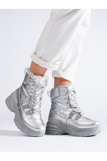 Dámské stříbrné sněhule s kožíškem Potocki 2