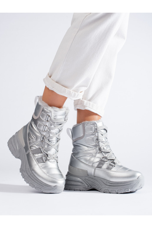 Dámské stříbrné sněhule s kožíškem Potocki